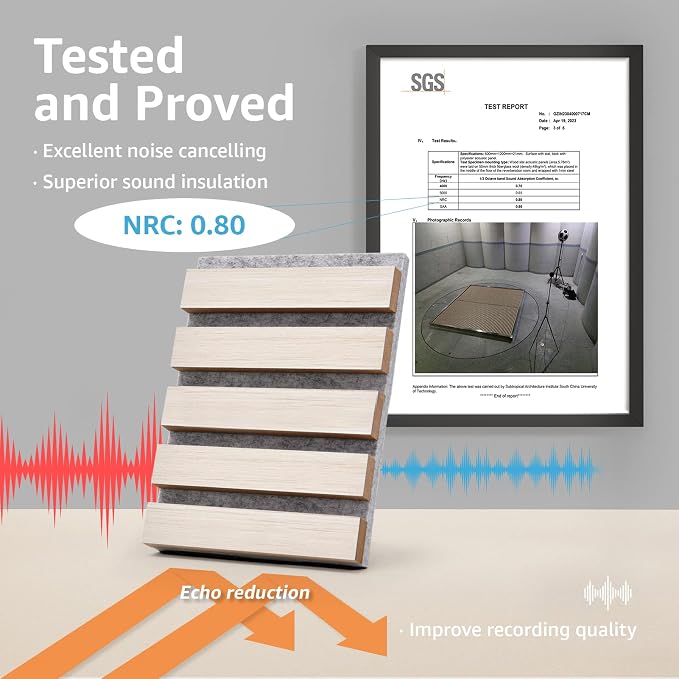 Art3d 2-Pack Fluted Acoustic Wood Slat Wall Panel, 47.2" x 23.6", White Elm | Noise Control, Easy to DIY, Natural Texture, Sustainable Material, Ideal for Homeowners, Designers, for Living Room, Office - Image 3