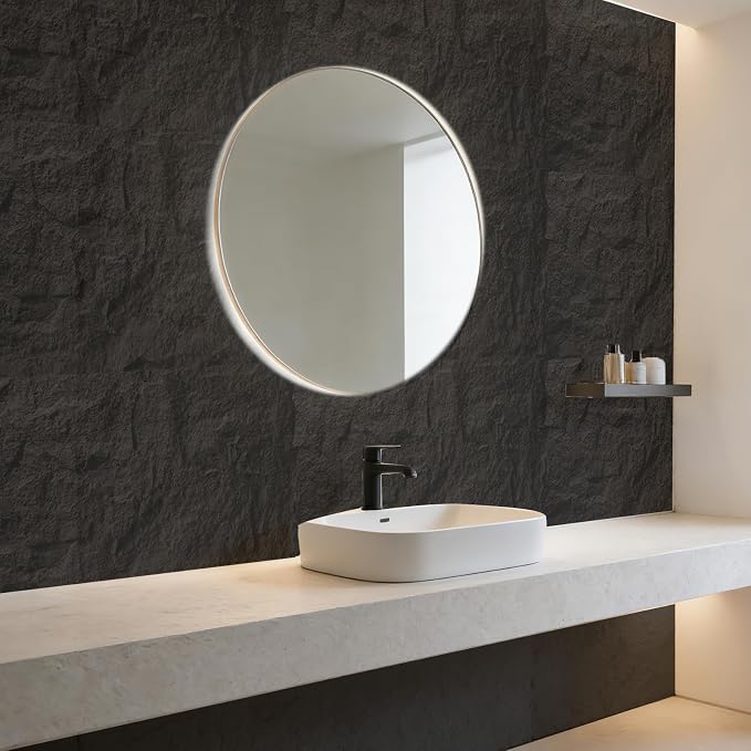 3D Faux Stone Wall Panels, 1.18" (30MM) Extra Thick PU Stone Panels for Interior Wall Decor, 4 Pack Waterproof Lightweight Cement Texture Accent Panels for Living Room, Office, 47.2" x 23.6", Black - Image 5