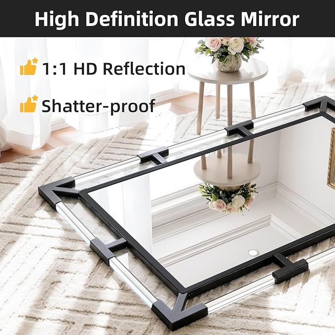 Chende Modern Black Wall Mirror Decor with Clear Acrylic and Metal Frame - Image 3