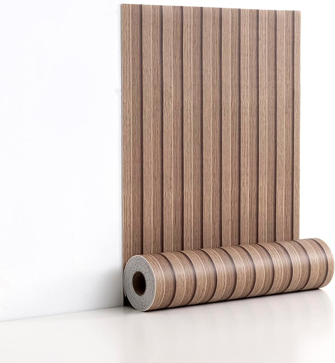 Light Walnut Peel and Stick Slat Wall Panels,Wood Grain Paneling | (118"x15.75",13Sq.ft)Self-Adhesive,Soundproof,Waterproof,Art,3D,Faux Wood Panels,for Bedroom,Bathroom,Entryway, Ceilings by LVSHI
