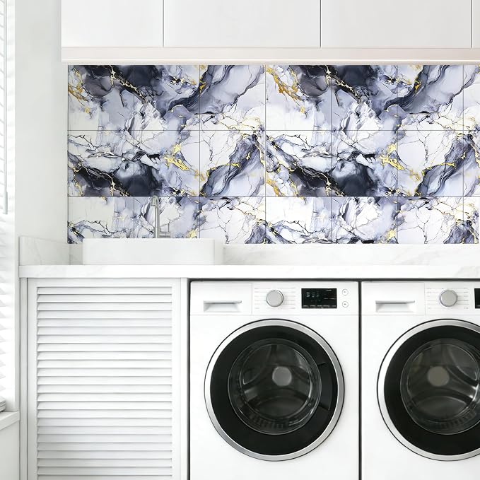 Peel and Stick Wall Panels, 11.8" x 11.8", 30-Pack | Self-Adhesive, Waterproof, Marble Wallpaper, For Kitchen Backsplash, For Bathroom & Living Room - Image 4