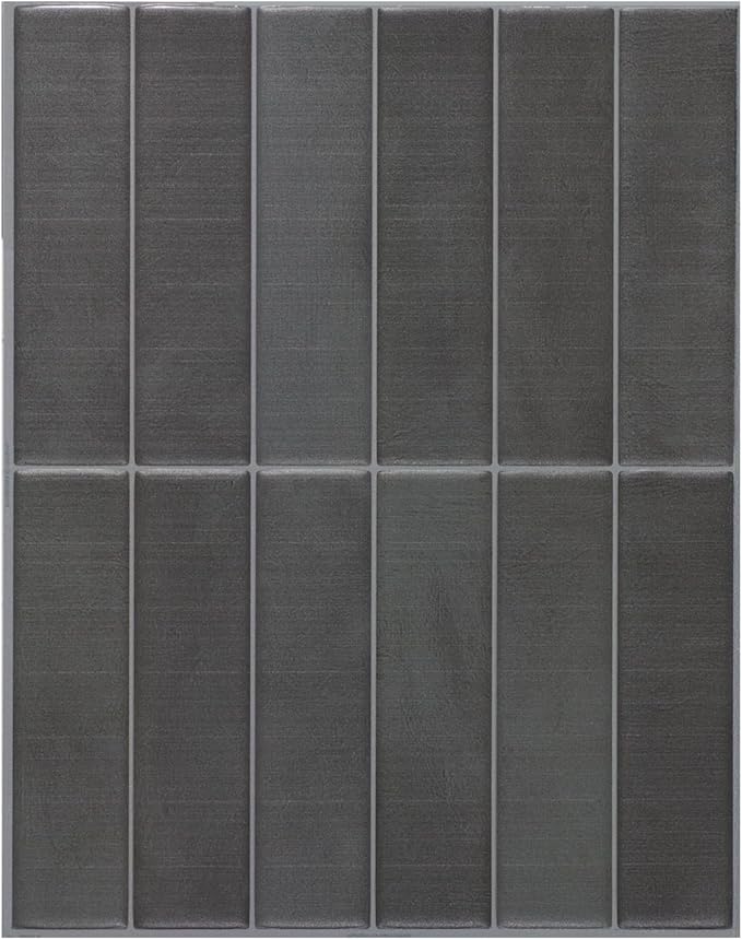 Smart Tiles Peel and Stick backsplash, Stacked Smoke Gray, 11.43"x9" | Pack of 5 (3.5 sq ft), Matte, Heat/Moisture Resistant, Low VOC, Kitchen/Bathroom, Renter Friendly, Made in Canada by SmartTiles-OriginalPeelandStickBacksplashTiles
