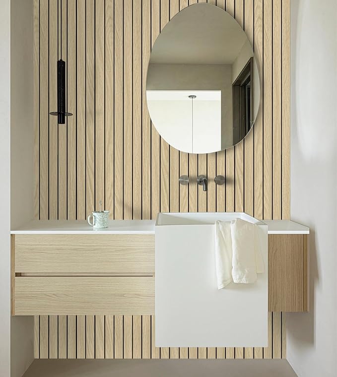 Naphite 3D Wood Slats Peel and Stick Wall Panels,PVC Thicken 118in 15.7in | Oak Natural Wood Grain,Flexible Wall Paneling for Accent Wall Bedroom Ceiling,Faux Wooden Self Adhesive,Acoustic Foam Panels - Image 8
