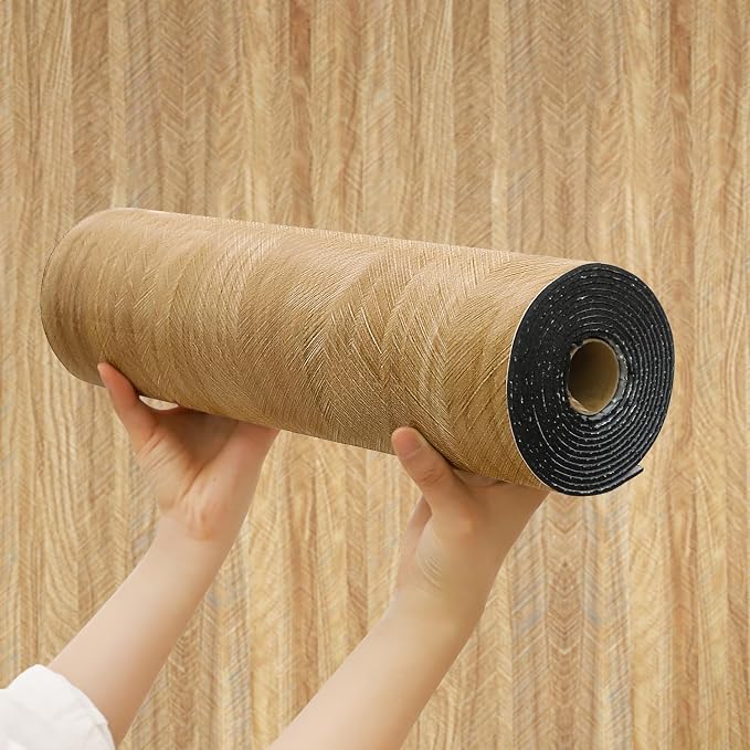 Chejiaye Peel and Stick 3D Wall Panel -23.6"x118"Soundproof Self-Adhesive Wall Sticker, Removable Thick PVC Slat Contact Paper for Kitchen Bedroom,Ceiling Wall Decoration Wood Grain (Dark Brown) by Chejiaye