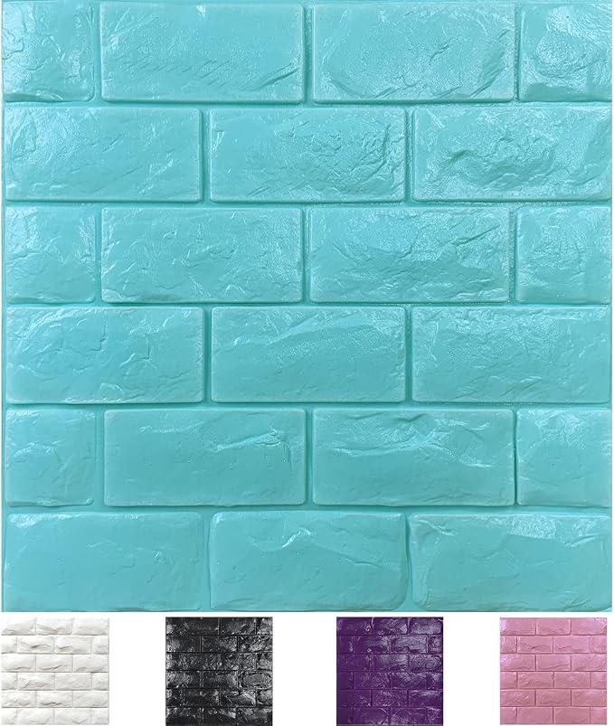 30PCS 3D Wall Panels Peel and Stick Faux Brick Wallpaper Blue Self Adhesive Foam Brick Paneling Faux Stone Wall Panels (30PCS, Blue) by Yutianli
