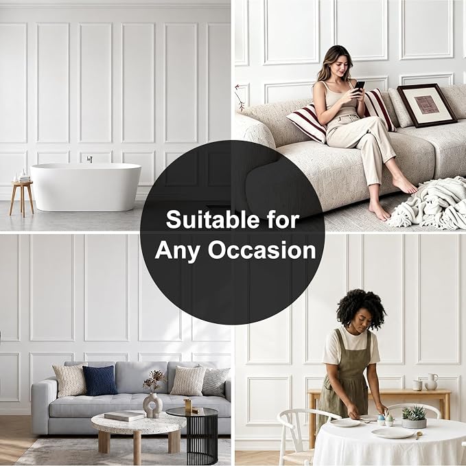 6 Sets Framed Premade Peel and Stick Wall Molding Kit – Pre-Cut Wainscoting Panels Set, Self-Adhesive Installation for Living Room, Bedroom Accent Wall Decor（54 * 24IN-24 * 24IN） - Image 8