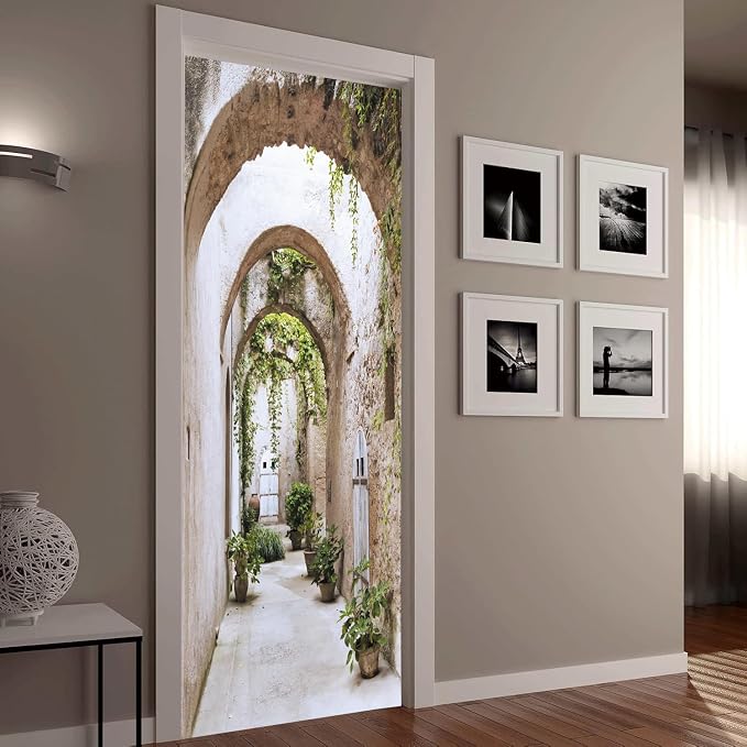 artfanke 3D Peel and Stick Door Sticker 30.3"x78.7", Arched Pathway Door Murals Wallpaper,Self-Adhesive Wall Decal for Bedroom Decor (2 Sheets/Set) - Image 7