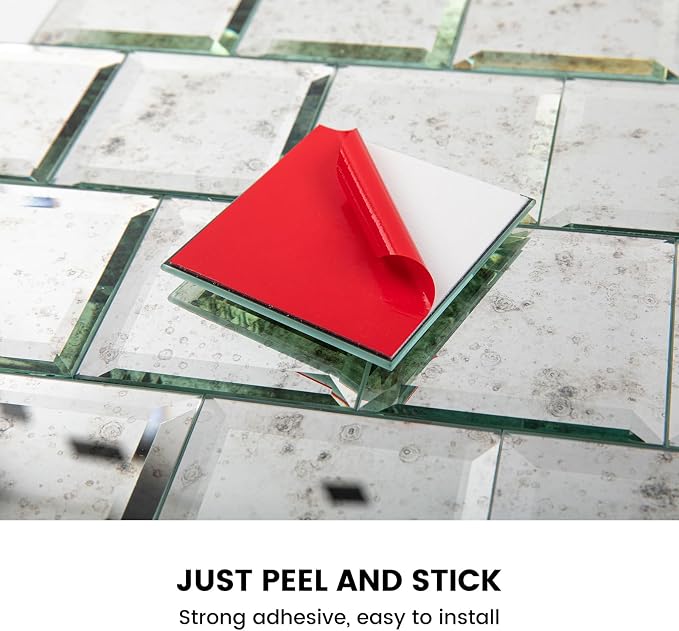 Peel and Stick Mirror Tile Light Antique 3 x 3 Inch - Image 4