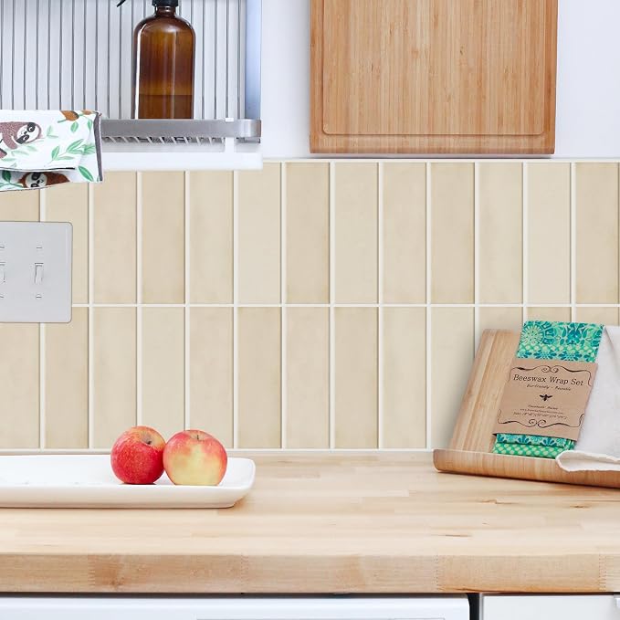 Select 5 Pack Peel and Stick Backsplash Square Tiles, 12x12 in, Almond | Extra Thick 3D Wall Panels, Heat & Water Resistant, Easy DIY Kitchen, Bathroom, Laundry, Fireplace & Rental Home Wall Décor - Image 5