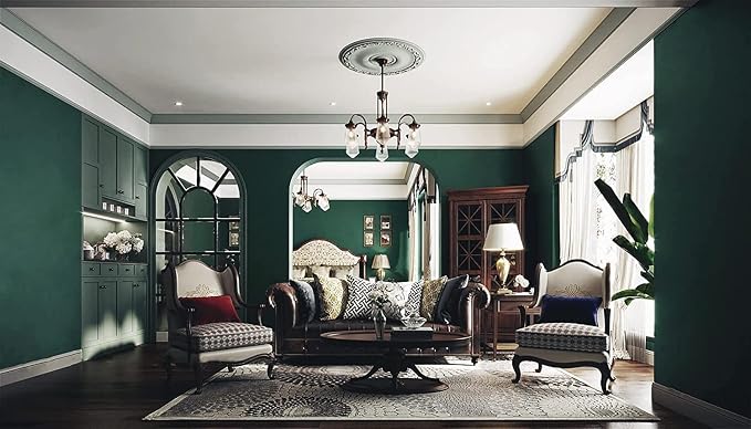 Dimoon 394''x17.7'' Dark Green Peel and Stick Wallpaper Contact Paper Modern Self Adhesive Wall Paper Removable Renter Friendly Textured Solid Color Cabinet Vinyl Roll (394''x17.7'',Emerald Dark) - Image 3