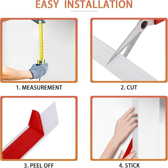 QDYMXUN Peel and Stick Chair Rail Panel Molding, 240''L x 1.26''W Strong Self Adhesive TPE Wall Moulding Trim for Home DIY Decoration (Paintable White) - Image 5