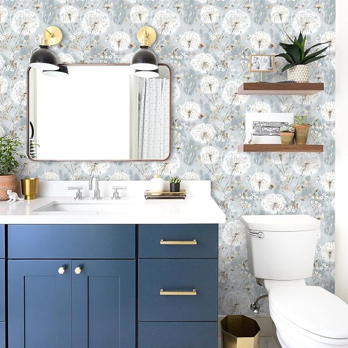 Nukofal Floral Wallpaper Peel and Stick Dandelion Contact Paper for Cabinet | Dandelion Peel and Stick Wallpaper Floral Contact Paper 16.9"x196.8" Self Adhesive Removable Waterproof Drawers Decor Vinyl - Image 3