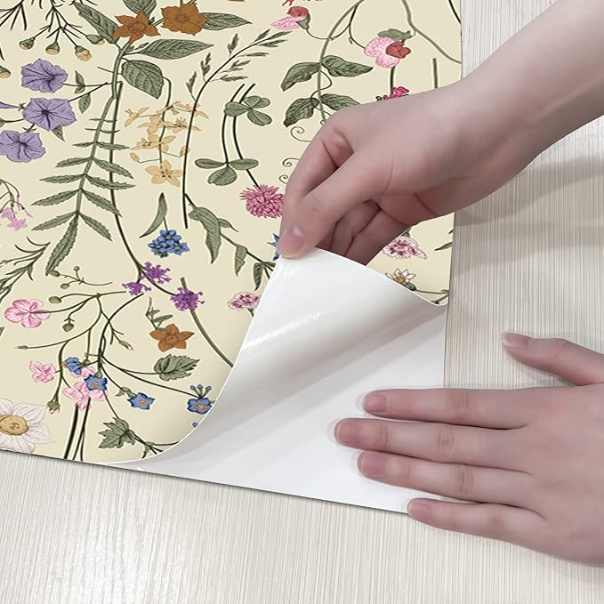 JiffDiff Floral Wallpaper Peel and Stick- 1181" x 17.3" Farm Floral Wall Paper, Wildwood Daisy Self Adhesive Stick On Wallpaper Removable Contact Paper - Image 7