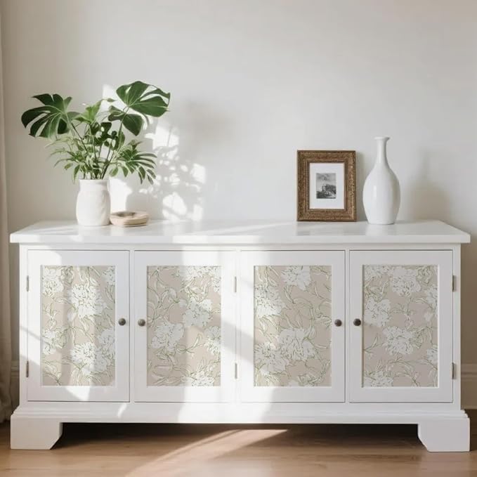 Floral Wallpaper Peel and Stick Botanical White Peony Wallpaper for Living Room Bedroom Bathroom Ceiling Cabinet Cottage Contact Paper (White Peony, 17.4"x118") - Image 7