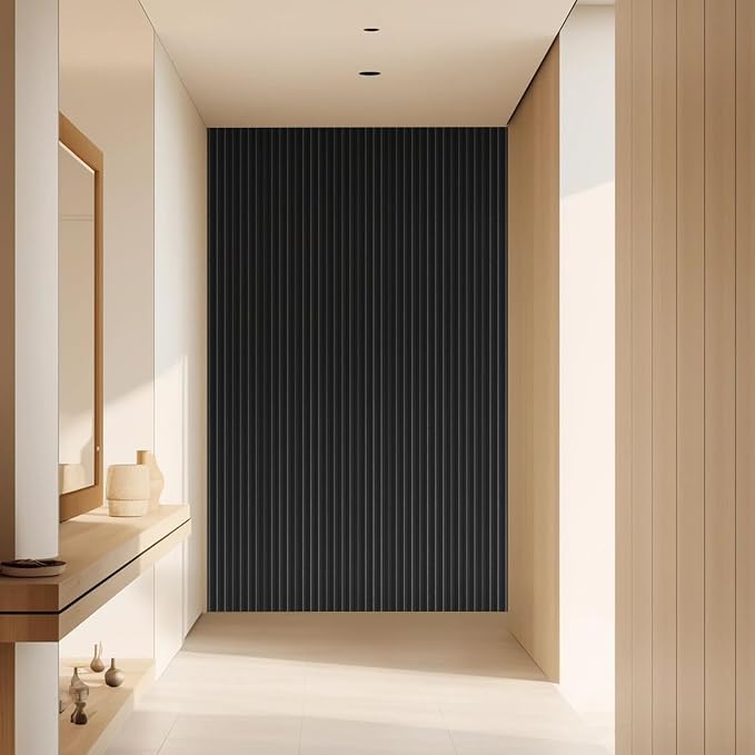 Slat Wall Panel 4-Pack, 118’’x5.7’’, Black | Real Wood Material, with 2Pcs End Trims, Wood Wall Panel for Interior Wall Decor, Bedroom, Living Room, TV Background - Image 7