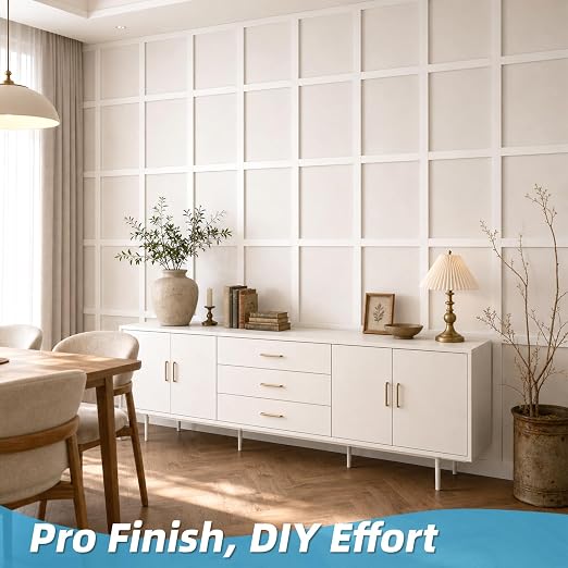 Art3d Premade Paintable Board and Batten Wainscoting Kit, 167.32 x 70.08 in | MDF, Molding Trim Slat with Edge Strip, High-Impact, Durable, Glue-On Installation, Ideal for Living Room, Bedroom, Corridor - Image 4