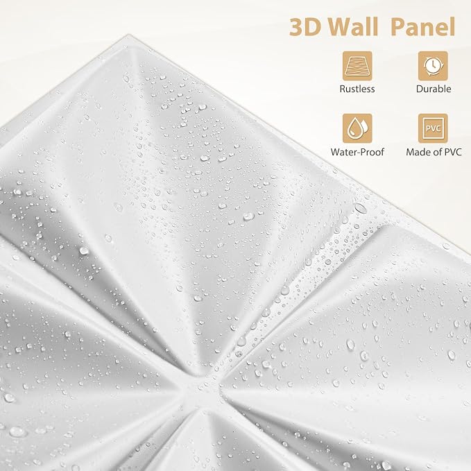 Heikki 30 Pack 3D Wall Panel for Interior Wall Décor, PVC Flower Textured Wall Panels for Living Room Bedroom Hotel Office, 11.8"x11.8", Double-Sided Tape (White-SYH) - Image 2