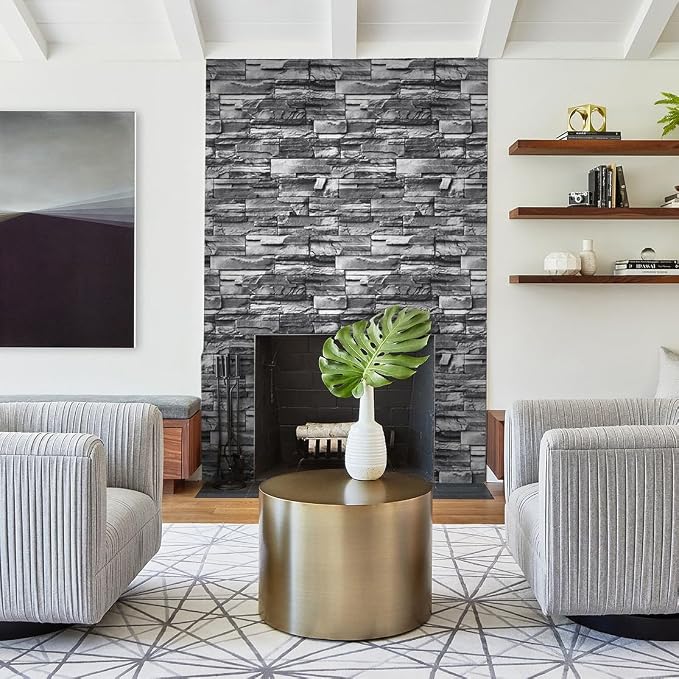 Timeet Brick Peel and Stick Wallpaper Stone Wallpaper Self Adhesive Brick Contact Paper 17.3"x197" Faux Self Adhesive Removable Wall Paper for Bedroom Living Room Wall Decor - Image 4