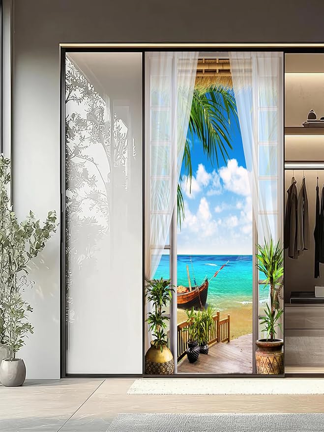artfanke 3D Door Sticker Peel and Stick 33.5"x84.6" - Seascape Self-Adhesive Door Decal Wall Murals Wallpaper Waterproof for Home Bedroom Decor (2 Sheets/Set) - Image 7