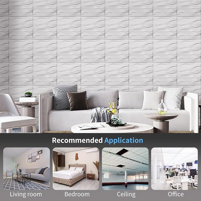 Art3d Decorative 3D Wall Panel, 32 Sq.FT PVC Interior Wall Decor for Living Room, Bedroom, Lobby, Office, Shopping Mall, White - Image 2