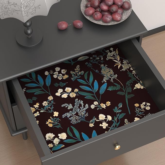 Laatse Vintage Floral Peel and Stick Wallpaper 17.5'' x 393'', Green Blue | Self Adhesive/Removable/Waterproof/Thick Vinyl Contact Paper for Bathroom Bedroom Shelf Cabinet Drawer,Prepasted,Easy Peel - Image 2