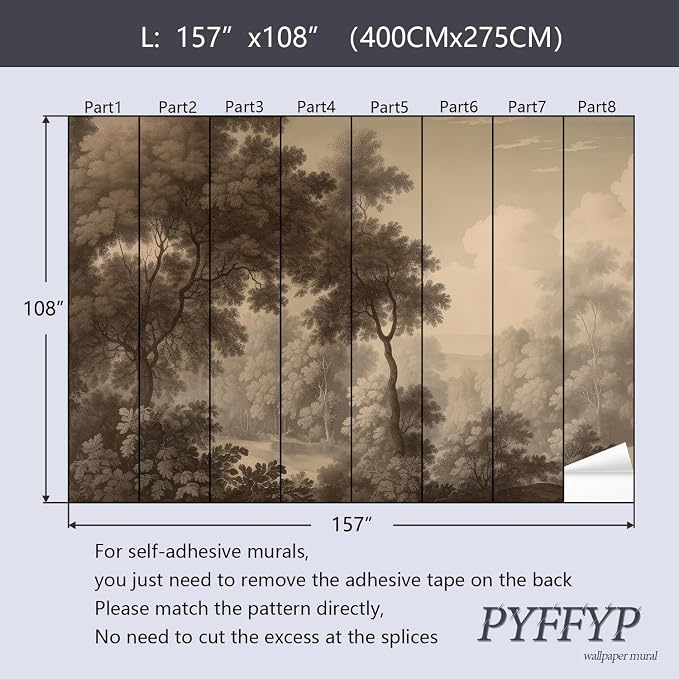 PYFFYP-Retro Tropical Jungle Peel and Stick Wallpaper murals for Bedroom - Image 6