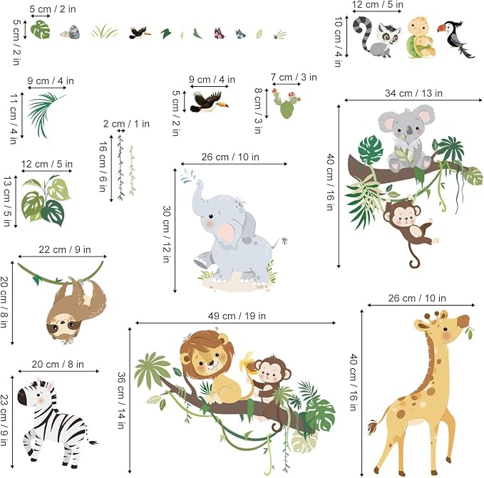decalmile Jungle Animals Tree Branch Safari Monkey Wall Decals Stickers - Image 4