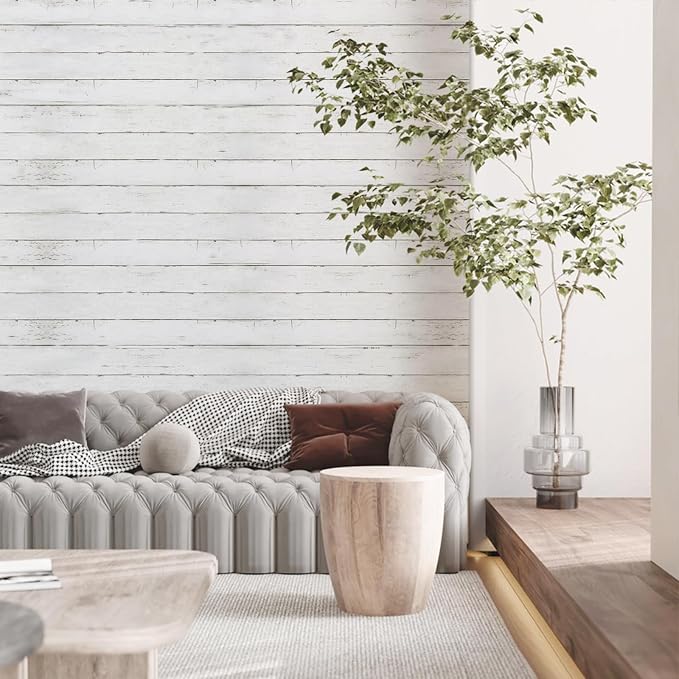 Shiplap Peel and Stick Wallpaper, Contact Paper for Classroom Home Decor | 11.8"x393" Removable Self-Adhesive White Wood Plank Film, Farmhouse Decor for Bulletin Board Desk Cabinet & Home Renovation - Image 4