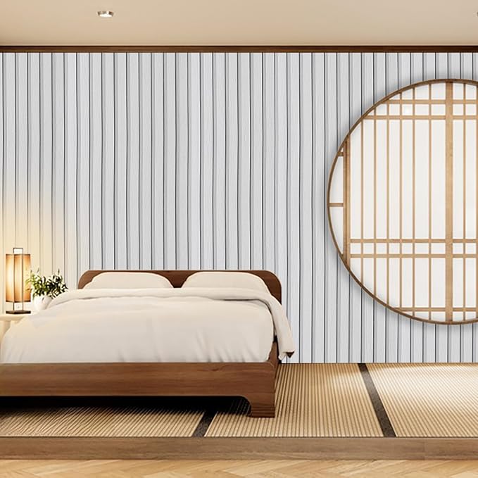 White Wood Slat Wallpaper - Peel & Stick Self-Adhesive (35.4" x 120"), Wood Effect Contact Paper for Walls, Removable DIY Wall Covering for Bedroom, Living Room & Accent Walls - Image 5