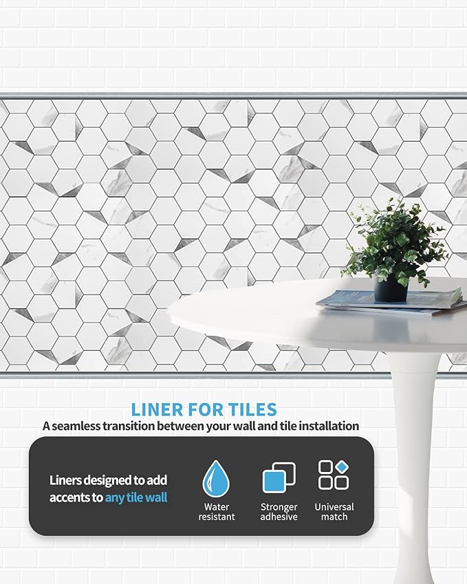 Art3d 25 ft Peel and Stick Tile Edge Trim for Backsplash, Stainless Steel - Image 9
