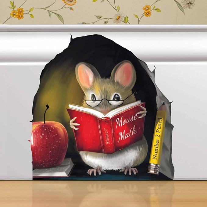eacher’s Pet Mouse Wall Sticker – Adorable 3D Reading Mouse Décor for Classroom, Kids Room & Book Lover Gift by MICESTERPIECE by Micesterpiece