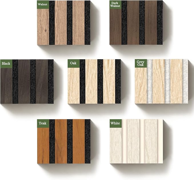 MISSDAY Wood Slat Acoustic Wall Panels, 7 Packs 3.9" x 4.7" Sample Pack Soundproof Panel For Interior Wall Decor Noise Absorbing-3D Textured Wooden Panel Peel and Sound-Absorbing, Office, Studio by MISSDAY