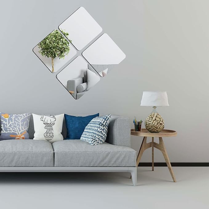 8'' x 8'' x 0.07'' x 6Pcs Acrylic Mirror Tiles for Walls Decor - Image 5