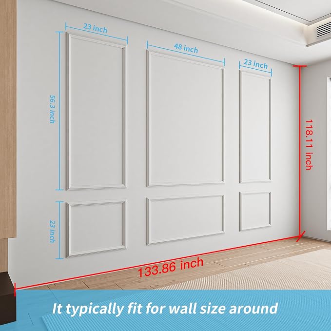 Art3d Pre-Cut Wall Molding Set, Ready-to-Assemble Panels, 3 Top 3 Bottom | Ready-to-Assemble Wainscoting Panel, High-Impact, Precision Pre-Cut, DIY-Friendly, Ideal for Indoor Wall Decor, Accent Walls - Image 7