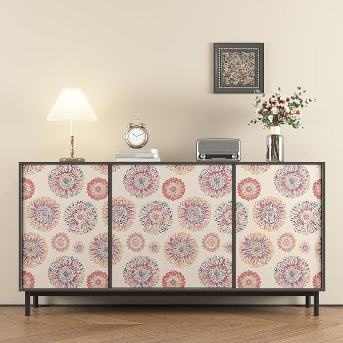 Laatse Boho Wallpaper Peel and Stick Contact Paper 17.5" x 393",Beige/Pink | Self Adhesive/Removable/Waterproof/Thick Vinyl Contact Paper for Bathroom Bedroom Shelf Cabinet Drawer,Prepasted,Easy Peel - Image 3