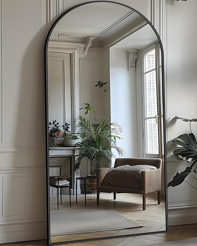 Antok Full Length Mirror, 71"x28" Floor Mirror with Stand, Black, Arched by AntokMirror