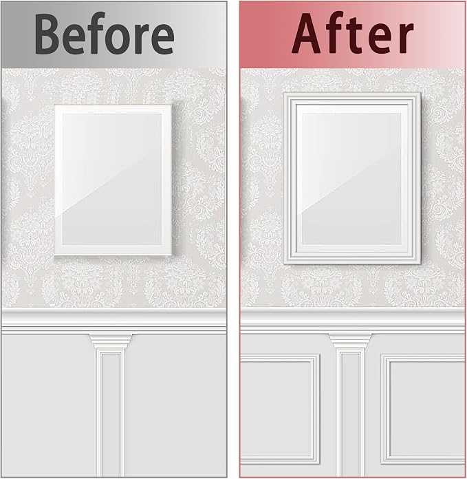 moonoom 20 Ft x 1.6''Wall Decoration Molding Trim,Self-Adhesive 3D Chair Rail Panel Molding, Flexible DIY Wall Trim for Walls Mirror Window Frame and Home Decoration - Image 7