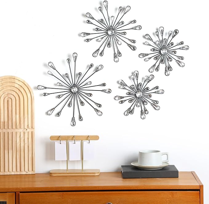 Hicarer 4 Pcs Starburst Wall Decor, Metal Wall Art, Black - Image 4