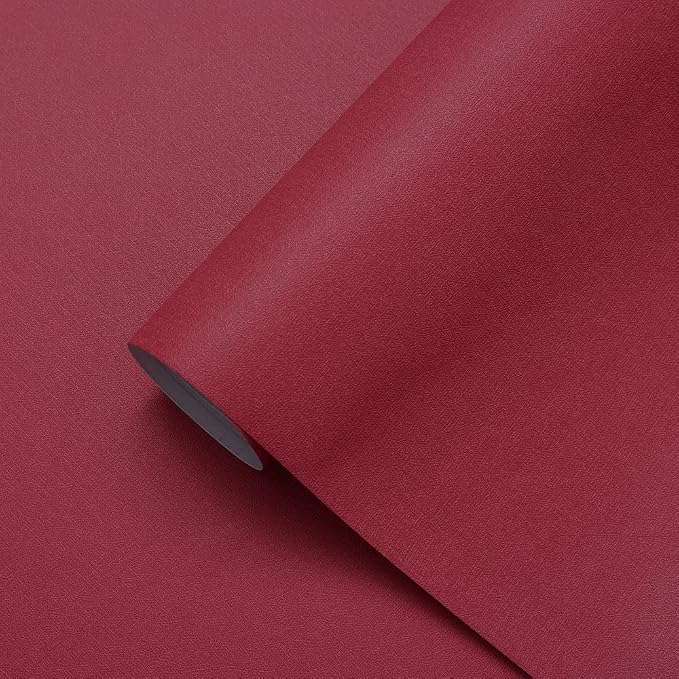 Yasinet Red Wallpaper Red Peel and Stick Wallpaper Rosered Contact Paper for Cabinets Modern Burgundy Waterproof Self Adhesive Removable Wall Paper for Wall Bedroom Bathroom Vinyl 17.7'' X 393.7'' by Yasinet
