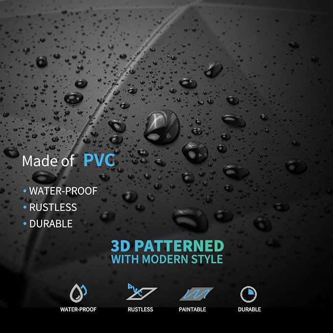 Art3d Waterproof 3D Textured PVC Decorative Wall Panels, 33-Pack, Black | Cover 32 Sq. Ft, Break-Proof, Scratch Resistant, Glue-Up, Anti-Sag, Ideal for Interior Wall Decor, Living Room, Bedroom - Image 7