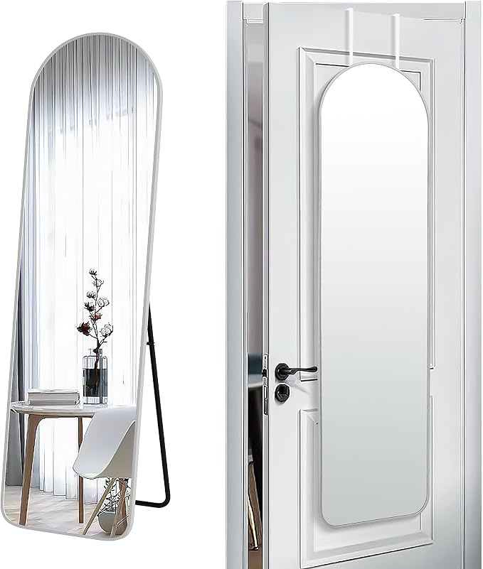 57x16" Full Length Mirror Floor Stand,Over the Door,Wall Mounted Silver by SCWF-GZ