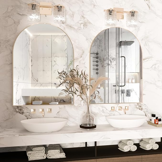 Arched Wall Mirror for Bathroom, 40"x30" Arched Mirror Wall Mounted Mirror with Metal Frame, Gold Vanity Mirror Decor for Mantle, Bedroom, Entryway, Living Room - Image 2