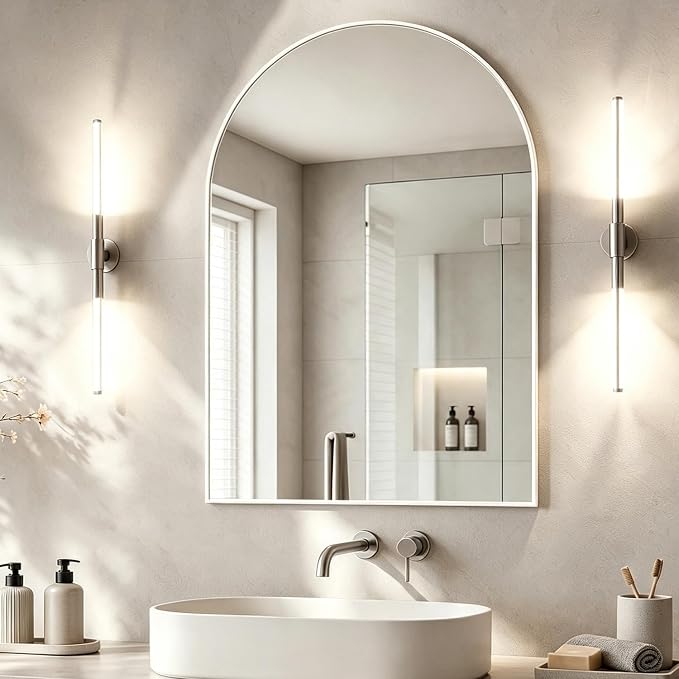 Arched Wall Mirror for Bathroom, 30"x40" Arched Mirror Wall Mounted Mirror with Metal Frame, Gold Vanity Mirror Decor for Mantle, Bedroom, Entryway, Living Room by NEUWEABY