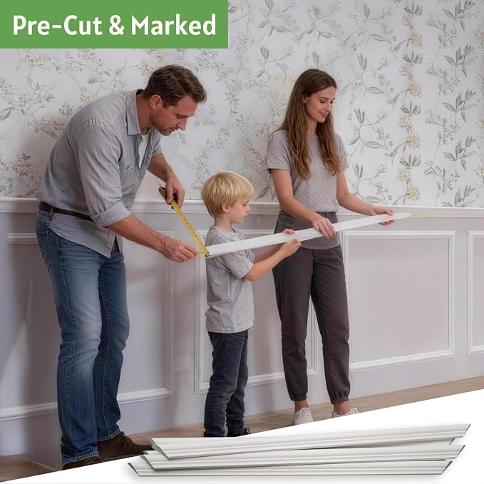 Peel and Stick Wall Molding, 4 Set 20" x 20" Premade Wainscoting Panels | Ready-to-Assemble Wall panel Kit, Paintable Molding Trim Decor for Living Room Bedroom Hallway Kitchen Island - Image 7