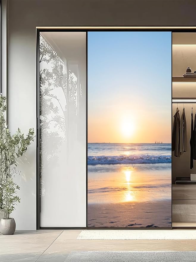 artfanke 3D Sunrise Ocean Door Sticker Peel and Stick 33.5"x84.6"- Self-Adhesive Door Murals Wallpaper Decal for Living Room Bedroom Decor(2 Sheets/Set) - Image 7