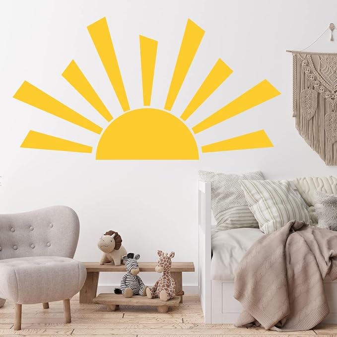 42 x 23.5 Inch Boho Half Sun Wall Decal - Modern Vinyl Mural, Removable Peel and Stick Sticker for Classroom, Living Room, Bedroom, Playroom Decor - Image 4