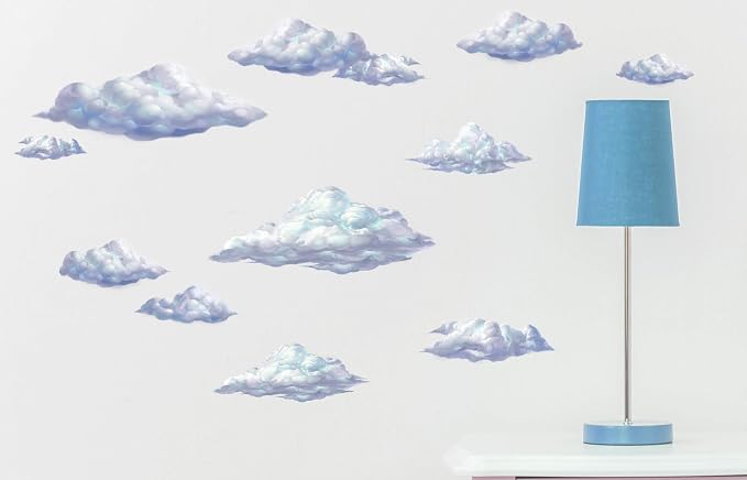 Create-A-Mural Sky Cloud Wall Decals Beautiful Cloud Wall Stickers Girls Wall Art Stickers for Bedroom Peel and Stick Kids Room Decor Nursery Toddler Teen Decorations Playroom Birthday Gift - Image 2