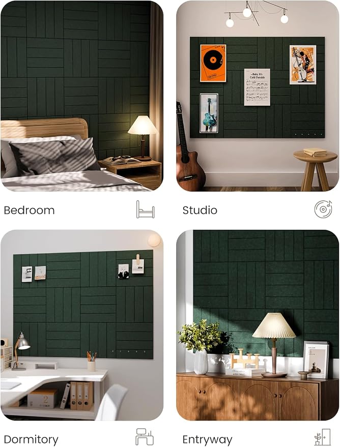 Fluxynara 48" x 36" Large Felt Bulletin Board, Pine Green | 12 Pack Cork Board Alternative with 60 Safe Adhesive Tabs, Pin Boards for Wall Decor, Home, Office, Classroom,Dorm - Image 7