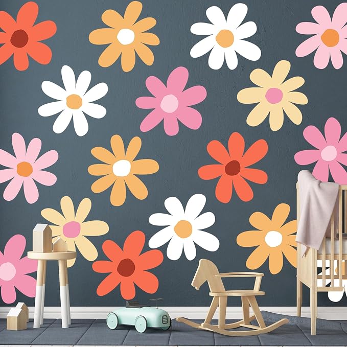 TaoBary 12 Sheet Daisy Wall Sticker Decal Removable Big Flower Sticker | Colorful Flower Wall Sticker, Large Floral Decal, Daisy Bedroom Room Decor, Peel and Stick, Nursery Home Wall Decor - Image 6