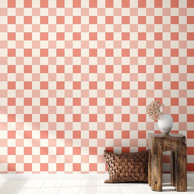 Drydiet Pink Mixed Colors Checkered Peel and Stick Wallpaper 15.75'' X 118" | Plaid Funky Checkered Contact Paper, Waterproof Contact Wallpaper, Vintage Gingham Decor for Room Bathroom Cabinet, Trendy - Image 5